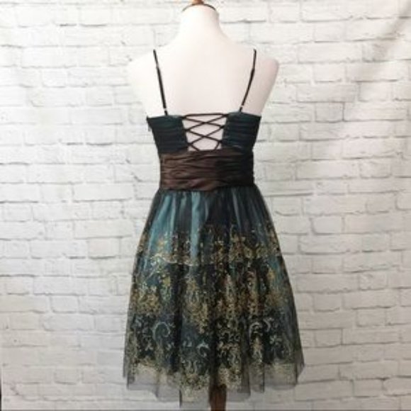 Morgan & Co Teal and Brown Short Party Dress 11/12 - Picture 3 of 5